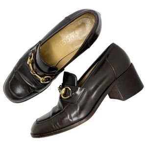 Gucci Leather 1955 Horsebit Loafer Heels Size 6.5